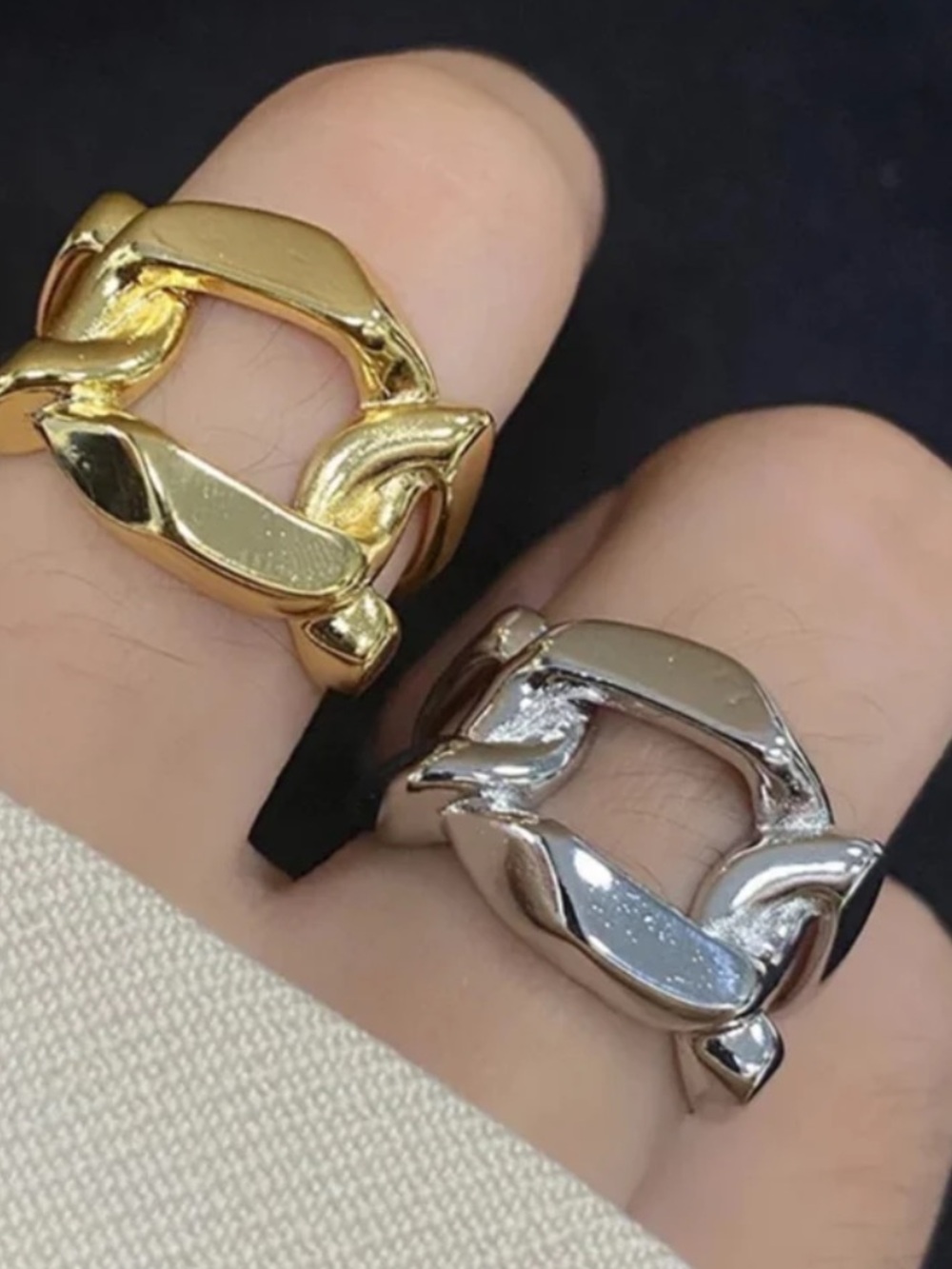 Bold Cuban Curb Chain Link RING Miami Style Rings Stainless Steel Set NEW
